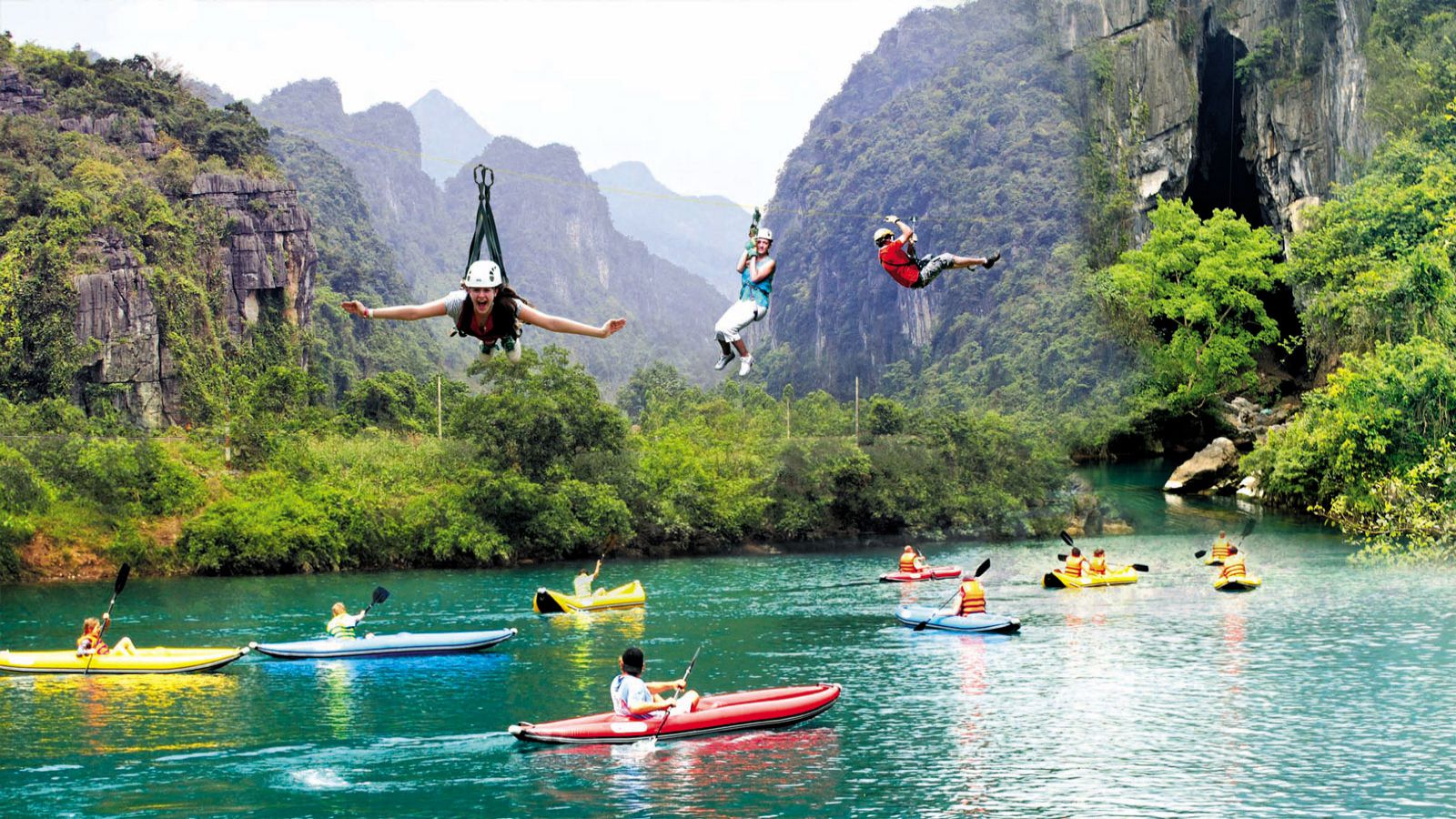 Zipline in Chay River Quangbinh Vietnam